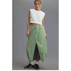 Anthropologie Pilcro Barrel Midi Skirt‎ In Kelly Green Women's Size 4 /s1